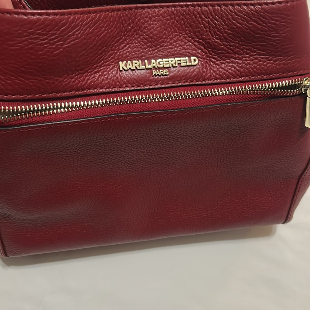 Karl Lagerfeld Red Genuine Leather Shoulder Bag - Picture 5 of 9
